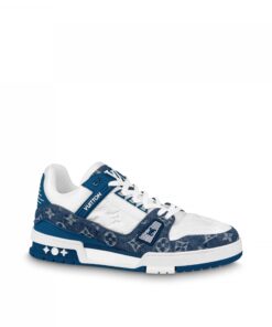 Louis Vuitton Trainer Sneaker Monogram Denim White Blue 1A9JH1