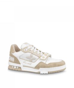 Louis Vuitton LV Trainer Sneaker Velcro strap Monogram denim Beige 1A9ZC0