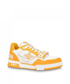 Louis Vuitton LV Trainer Sneaker Velcro strap Monogram denim Yellow 1A9ZD4