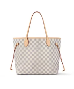 Louis Vuitton N40604 Neverfull MM Rose Ballerine Damier Azur Canvas