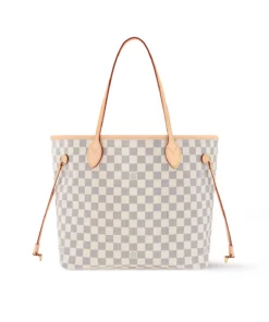 Louis Vuitton N40603 Neverfull MM Rose Ballerine Damier Azur Canvas