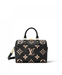 Louis Vuitton M58947 Speedy Bandoulière 25 Bicolor Monogram Empreinte Leather Black Beige